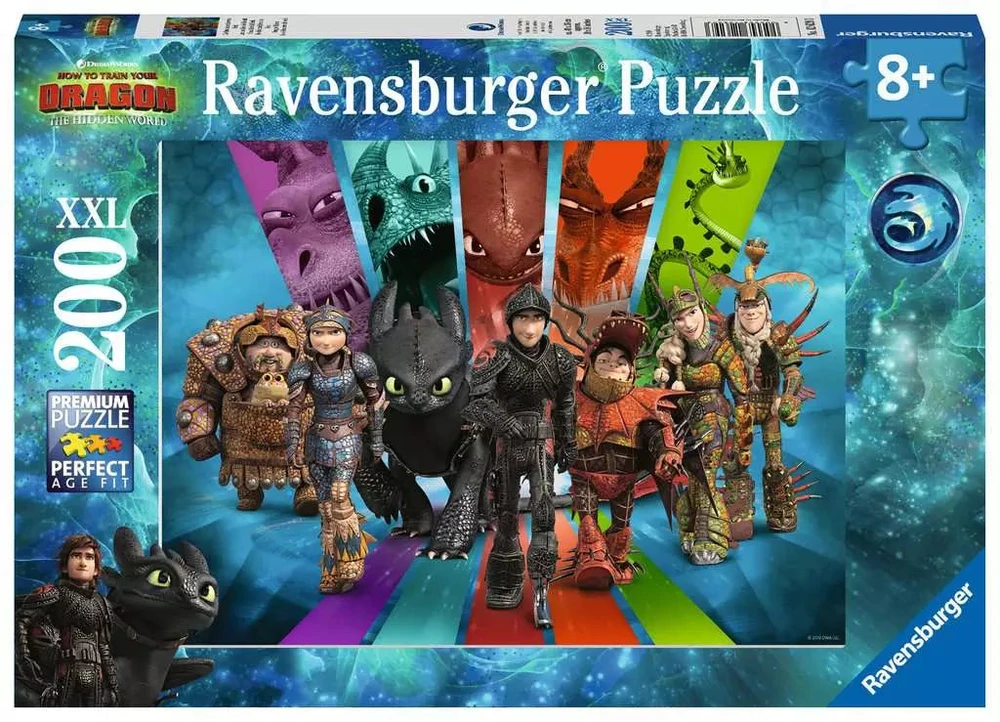 Ravensburger dėlionė „Kaip prisijaukinti slibiną 3“, 200 XXL det., nuo 8 m.