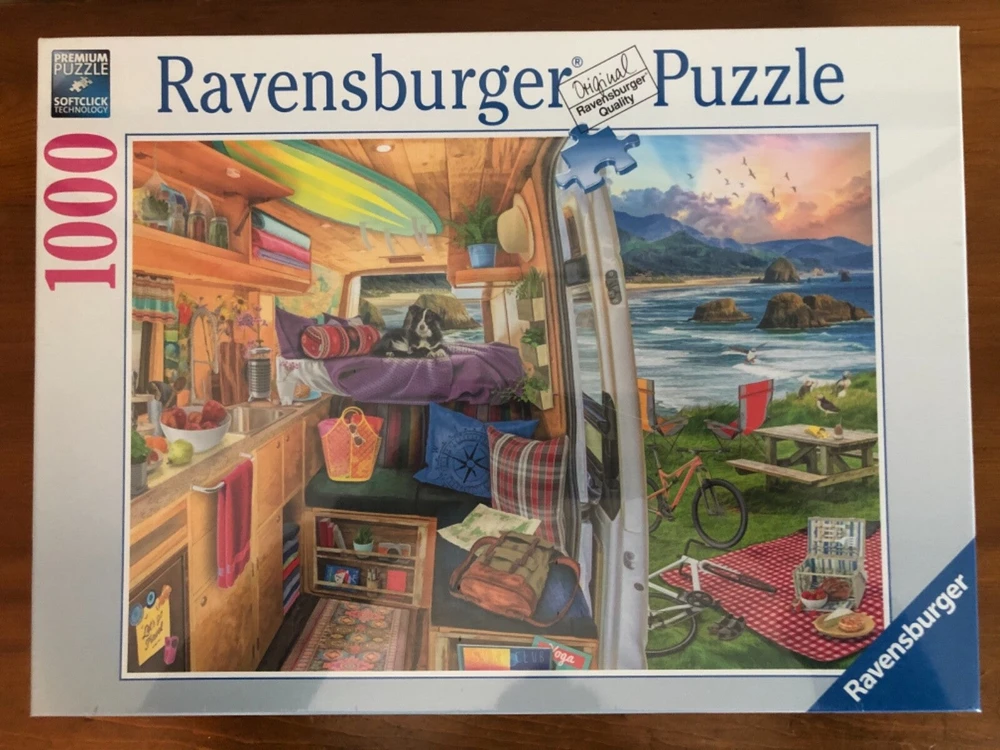 Ravensburger "2D" Dėlionė 1000 vnt. - Vaizdas iš namelio ant ratų