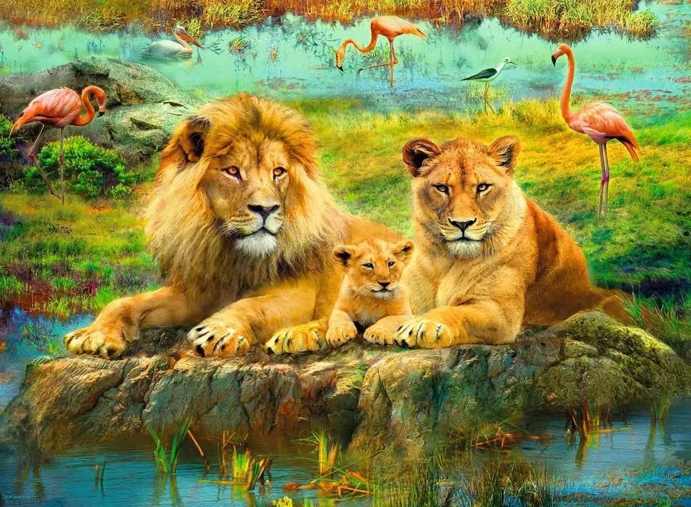 Ravensburger Dėlionė 500 vnt. - Liūtų šeima