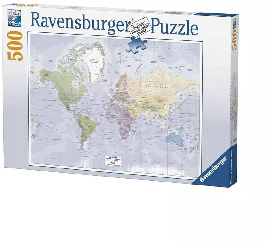 Ravensburger dėlionė „Pasaulio žemėlapis“, 500 det.
