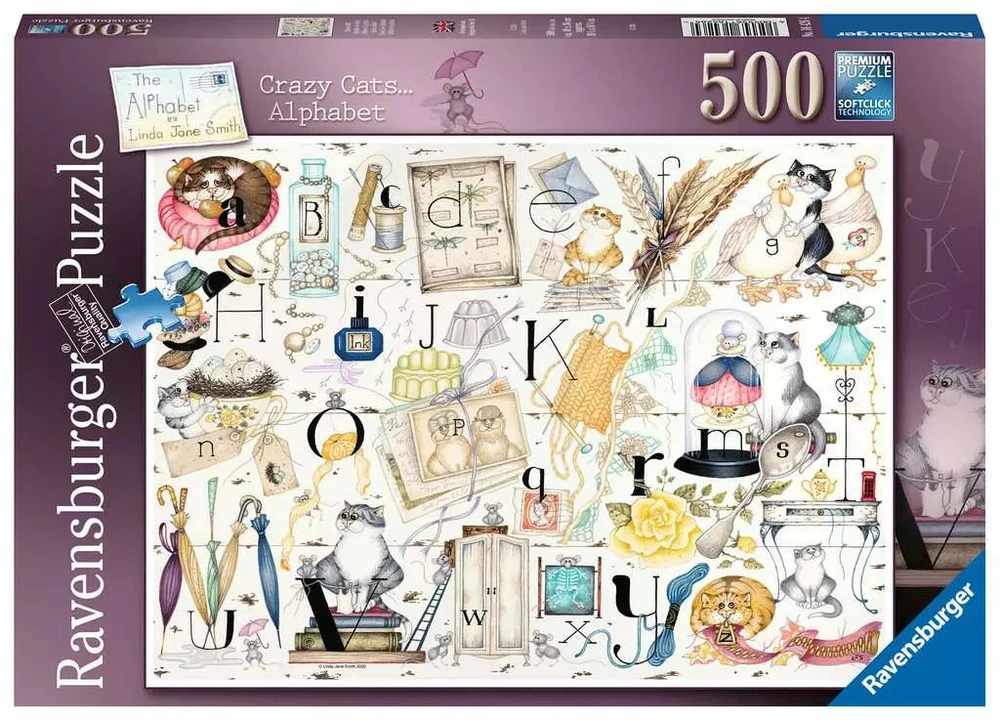 Ravensburger dėlionė „Pašėlusių kačių abėcėlė“, 500 det.