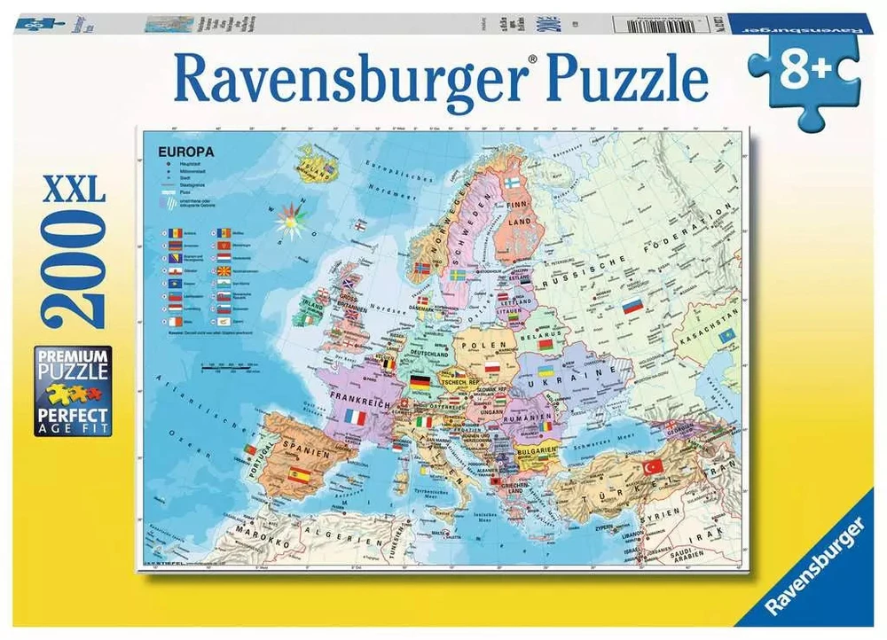 Ravensburger dėlionė „Politinis Europos žemėlapis“, 200 XXL det., nuo 8 m.