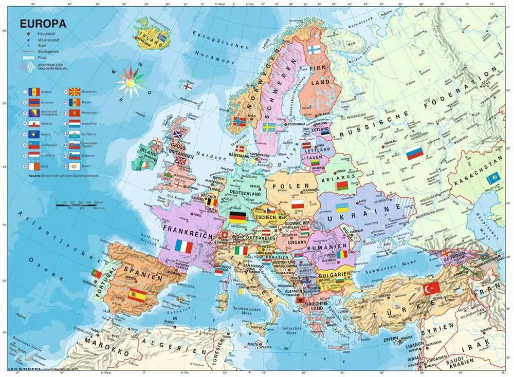 Ravensburger dėlionė „Politinis Europos žemėlapis“, 200 XXL det., nuo 8 m.