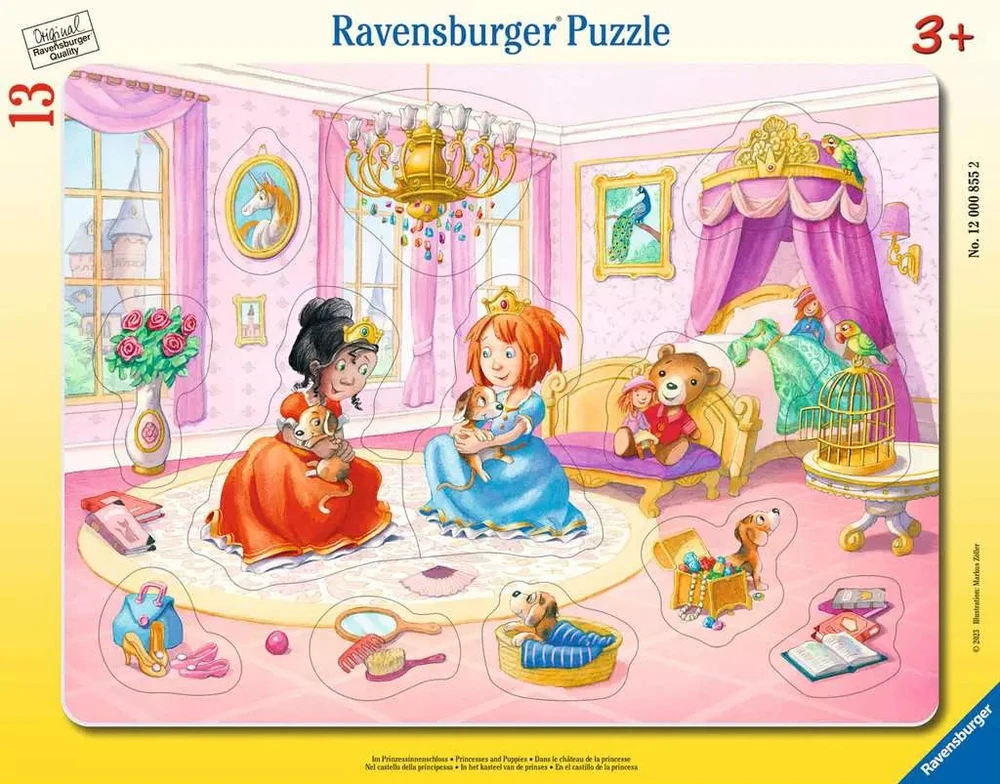 Ravensburger dėlionė „Princesės ir šuniukai“, 13 det., nuo 3 m.