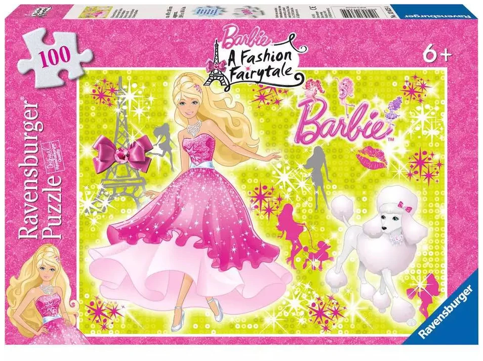 Ravensburger dėlionė su blizgučiais „Barbie: madų pasaka“, 100 det., nuo 6 m.