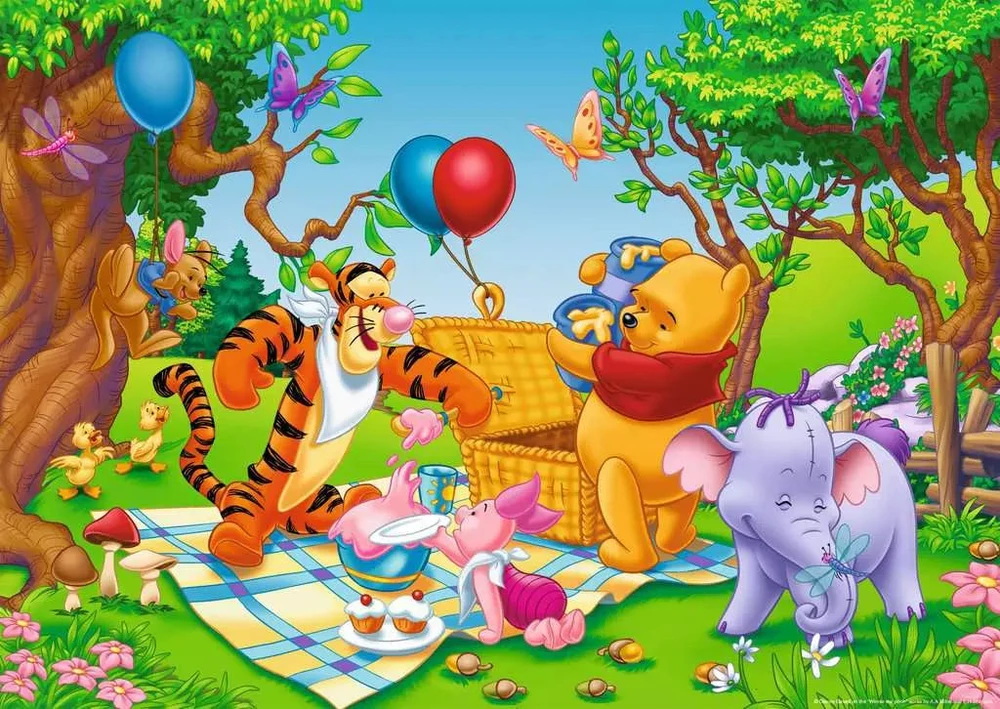 Ravensburger didelė dėlionė „Disney Mikė Pūkuotukas: piknikas“, 125 det.