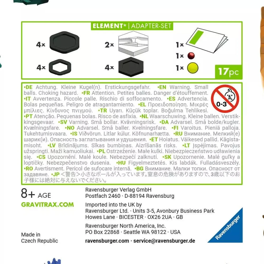 Ravensburger GraviTrax Junior adapterių rinkinys, 17 det., nuo 8 m.