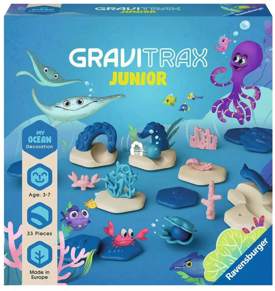 RAVENSBURGER GRAVITRAX JUNIOR takelių sistemos priedų rinkinys Ocean, 27400