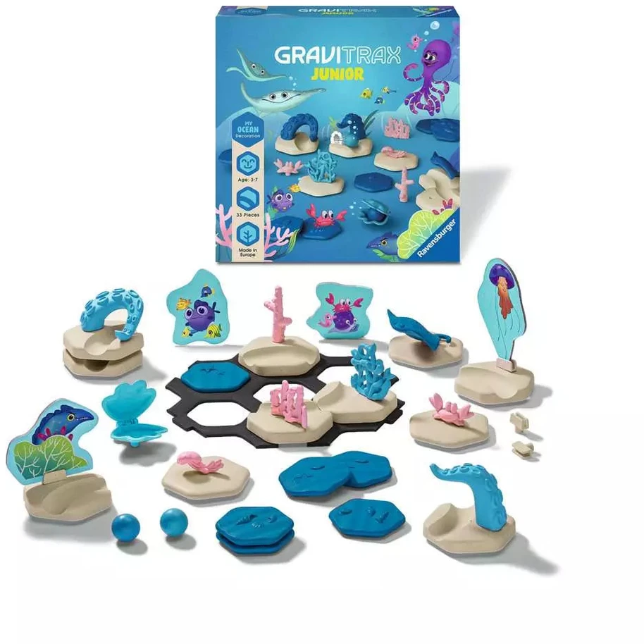 RAVENSBURGER GRAVITRAX JUNIOR takelių sistemos priedų rinkinys Ocean, 27400