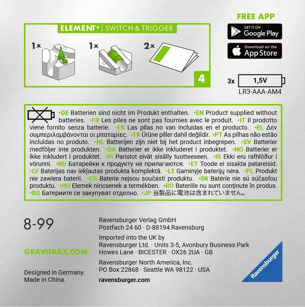 Ravensburger Interaktyvi bėgių sistema Gravitrax Power Dodatek Switch & Trigger