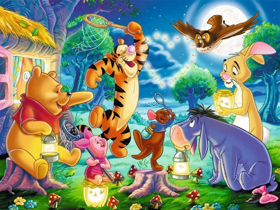 Ravensburger grindų dėlionė „Disney Mikė Pūkuotukas: vakaras miške“, 24 det.