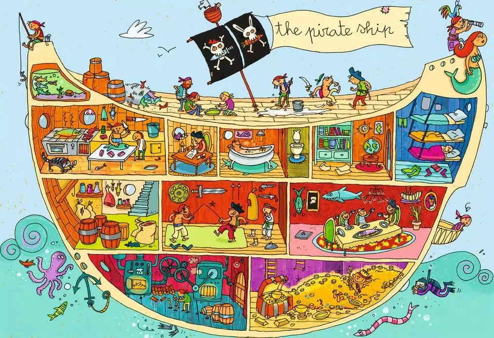 Ravensburger grindų dėlionė „Piratų laivas“, 24 det., nuo 3 m.