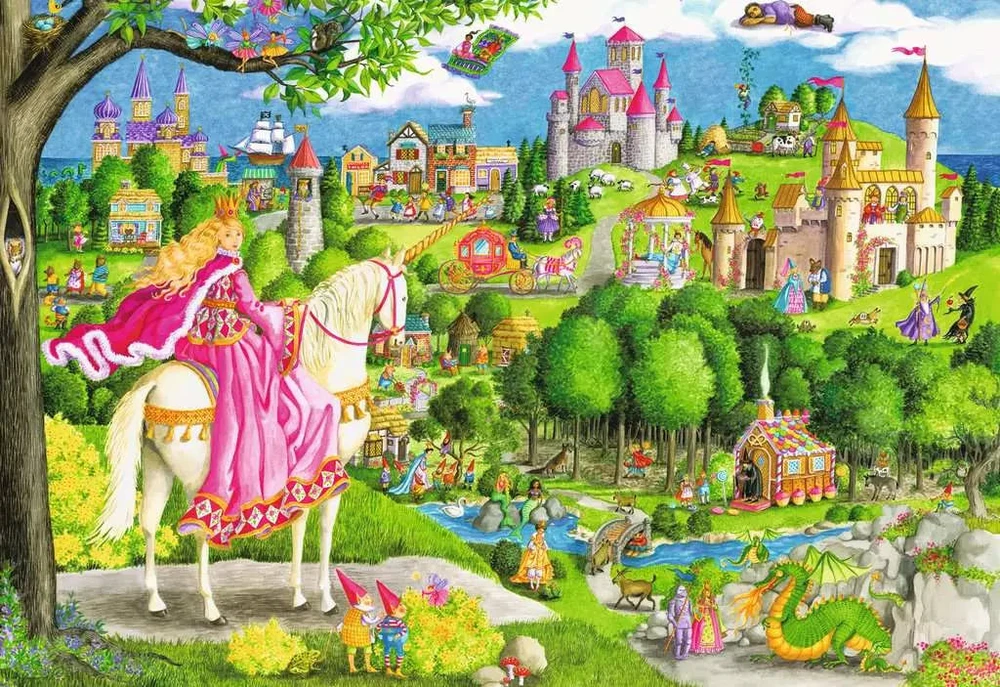 Ravensburger grindų dėlionė „Princesė ir pasakų pilys“, 24 det., nuo 3 m.