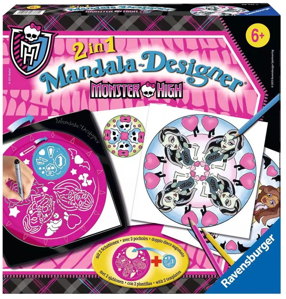 Ravensburger kūrybinis rinkinys „Mandala-Designer 2 in 1: Monster High“, nuo 6 m.