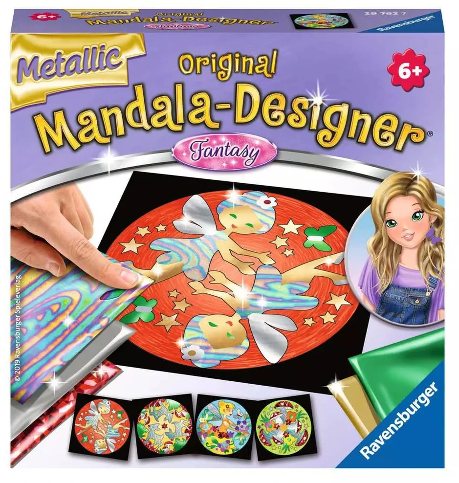 Ravensburger kūrybinis rinkinys „Metallic Mandala-Designer: Fantasy“, nuo 6 m.