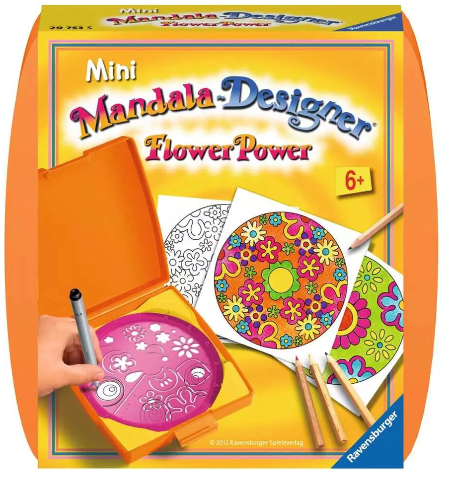 Ravensburger kūrybinis rinkinys „Mini Mandala-Designer: Flower Power“, nuo 6 m.