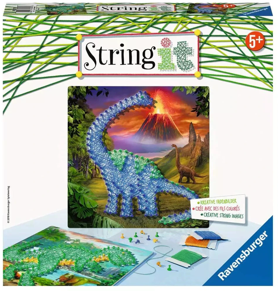 Ravensburger kūrybinis rinkinys „String it Midi: Dinozaurai“, nuo 5 m.