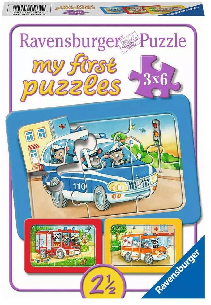 Ravensburger mano pirmosios dėlionės „Gyvūnai darbe“, 3×6 det., nuo 2,5 m.