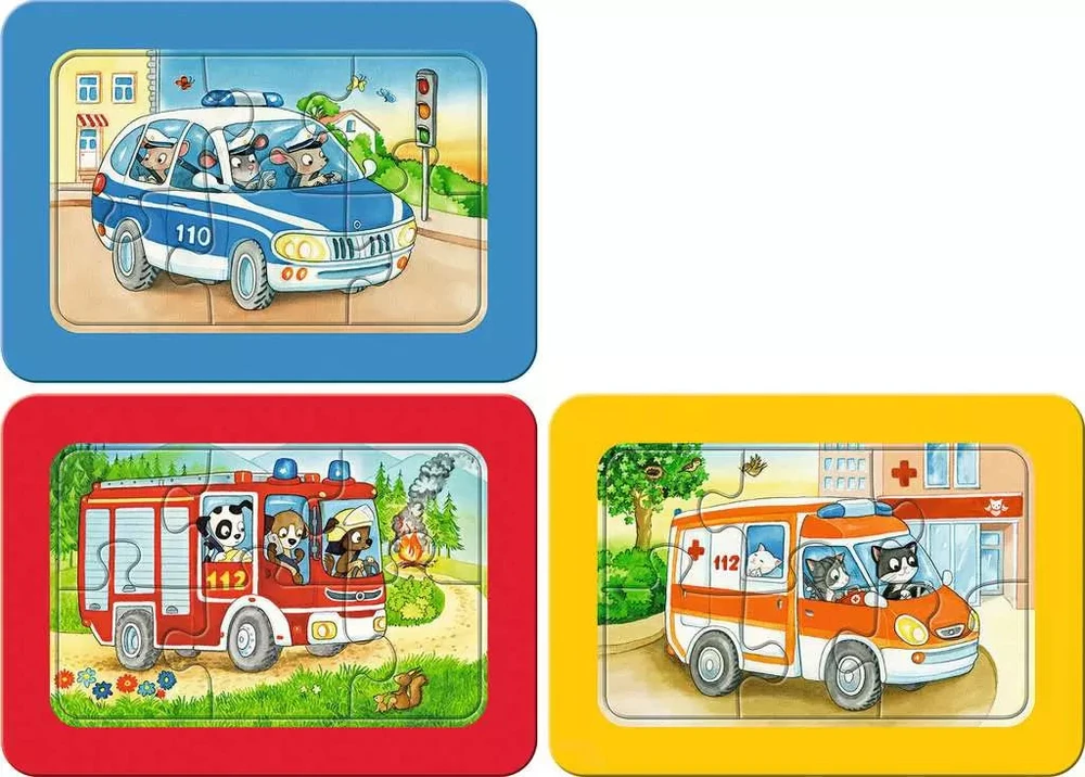 Ravensburger mano pirmosios dėlionės „Gyvūnai darbe“, 3×6 det., nuo 2,5 m.