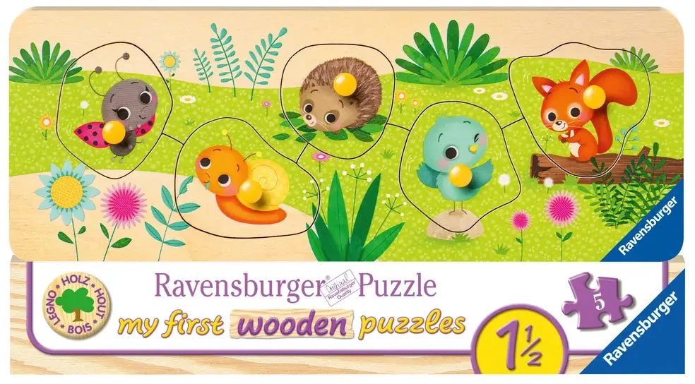 Ravensburger medinė dėlionė „Gyvūnėliai sode“, 5 det., nuo 1,5 m.