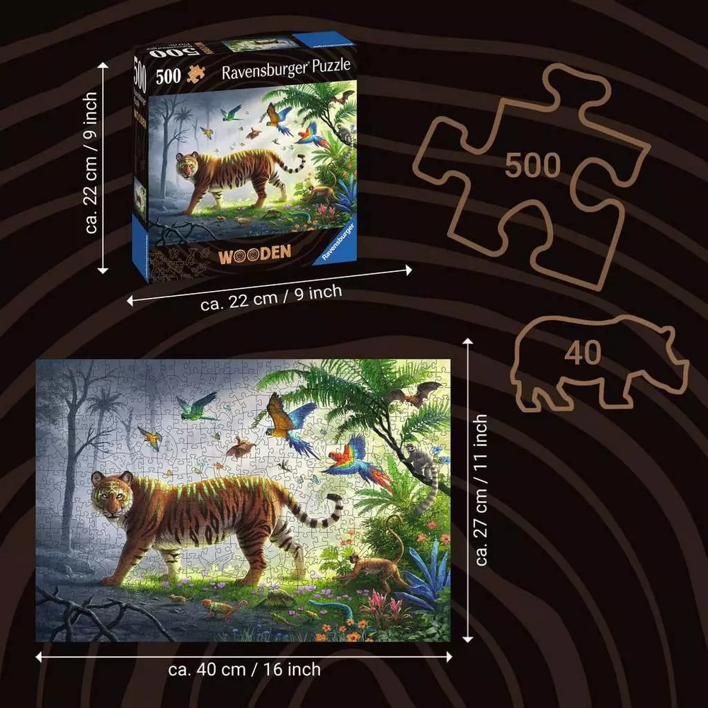 Ravensburger Medinė dėlionė 500 vnt. - Tigras