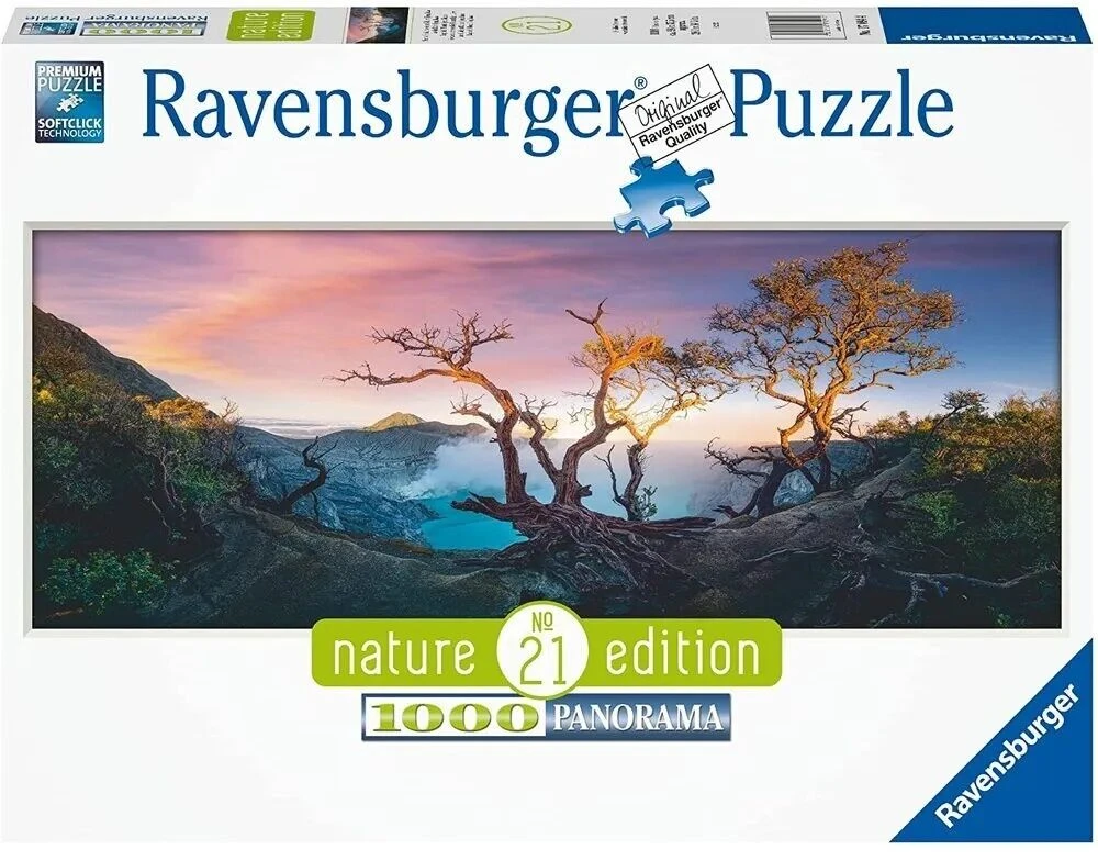 Ravensburger panoraminė dėlionė „Rūgštinis Idženo ežeras, Java“, 1000 det.