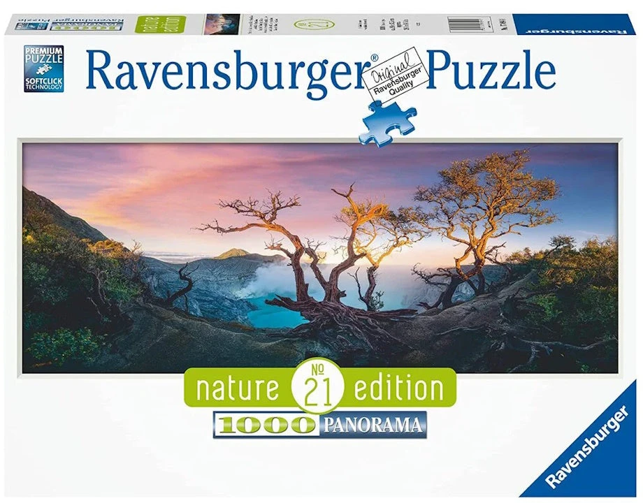 Ravensburger panoraminė dėlionė „Rūgštinis Idženo ežeras, Java“, 1000 det.
