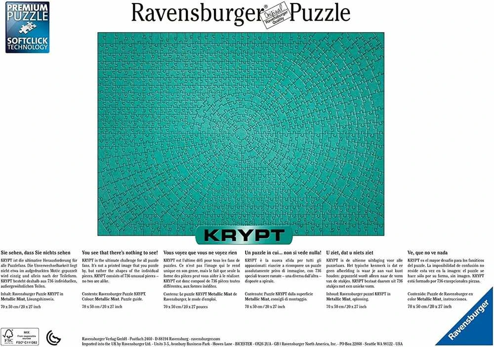 Ravensburger Dėlionė 736 vnt. - "Krypt" Mėtų spalvos