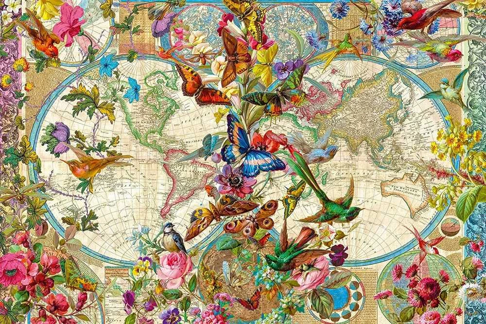 Ravensburger Dėlionė 3000 vnt. - Flora ir fauna. Pasaulio žemėlapis