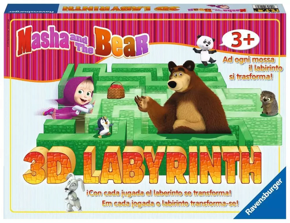 Ravensburger stalo žaidimas „Maša ir lokys 3D Labyrinth“, 2–4 žaid., nuo 3 m.
