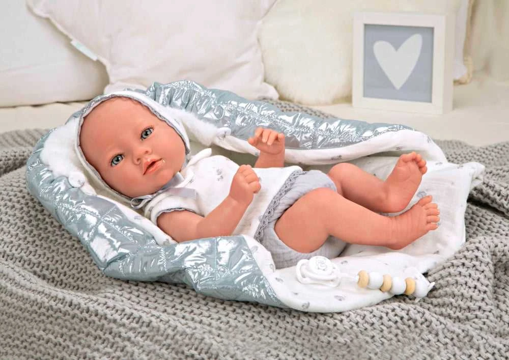 Munecas Arias Reborn lėlytė su blizgiu pleduku, mergaitė, 38 cm