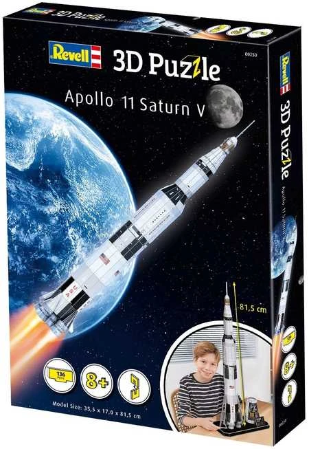 Revell 3D dėlionė Apollo 11 Saturn V raketa, 136 det., 81,5 cm, 8+