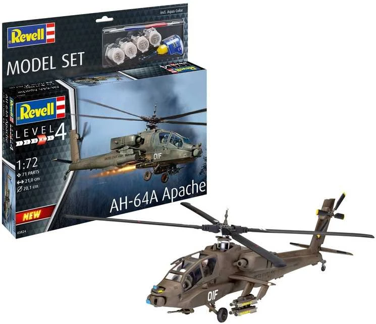 Revell AH-64A Apache dovanų komplektas 1/72 – plastikinis modelis