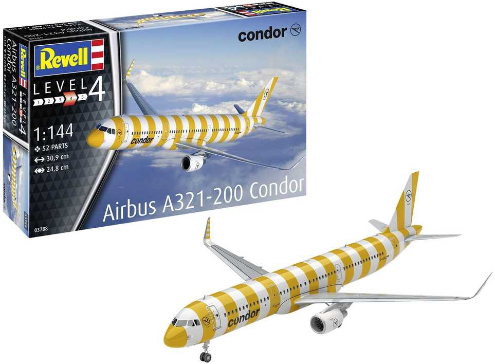 Revell Airbus A321-200 Condor 1/144 surenkamas modelis – dovanų rinkinys