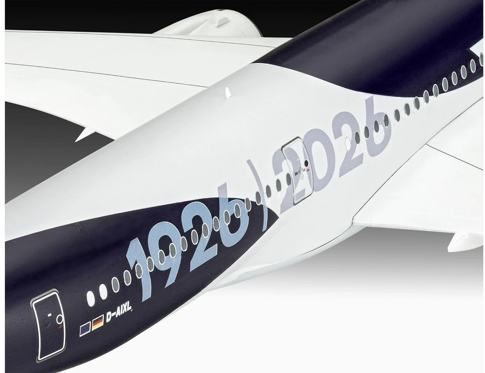 Revell Airbus A350-900 Lufthansa 100 dovanų rinkinys 1:144 su dažais