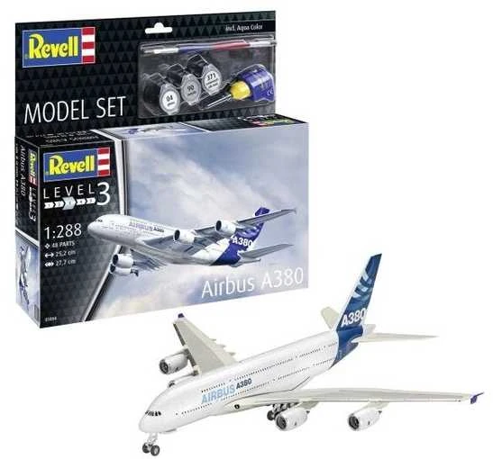 Revell Airbus A380 dovanų rinkinys 1/288 su dažais, teptuku ir klijais