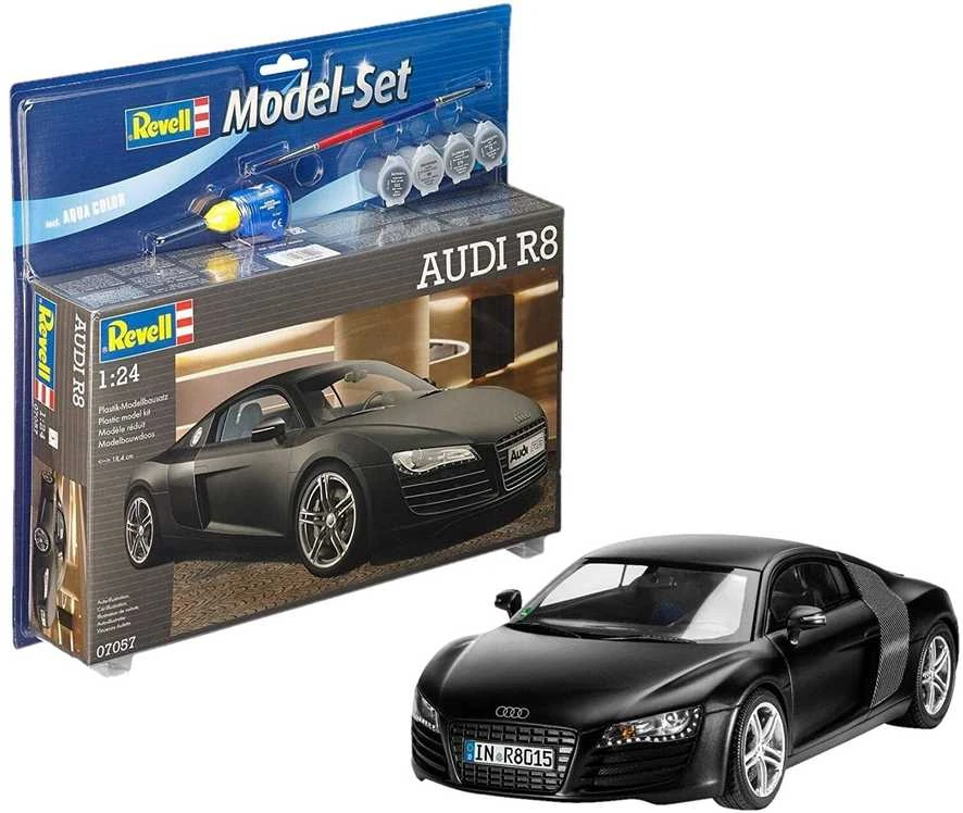 Revell Audi R8 1:24 dovanų rinkinys – plastikinis modelis su dažais ir klijais