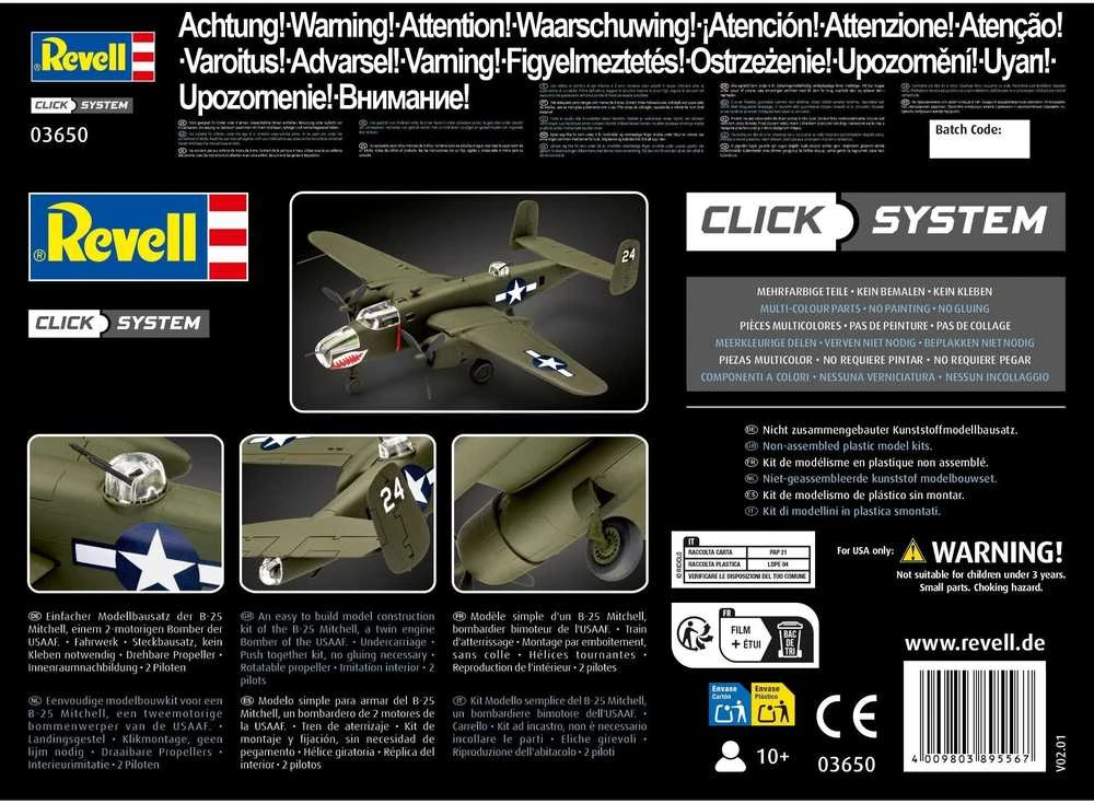 Revell – B-25 Mitchell (lengvas paspaudimas), 1/72 03650