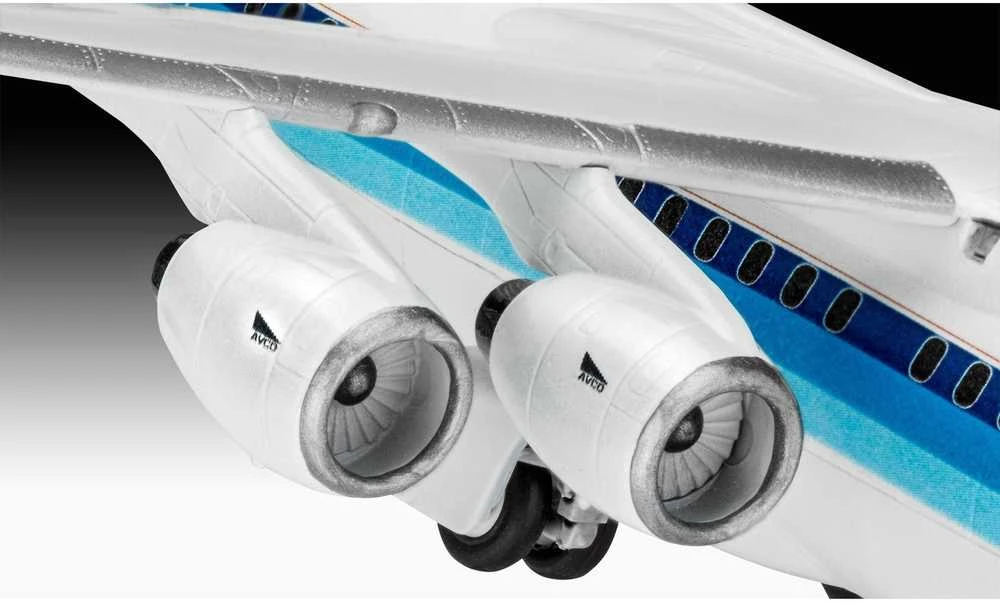 Revell BAe 146-200 AirUK lėktuvas 1/144 – dovanų rinkinys su dažais ir klijais