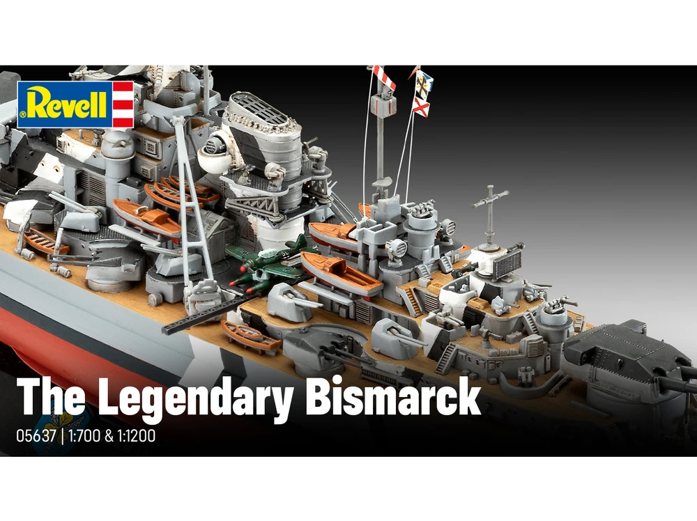 Revell Bismarck mūšinio laivo dovanų rinkinys 1:700 & 1:1200 su dažais