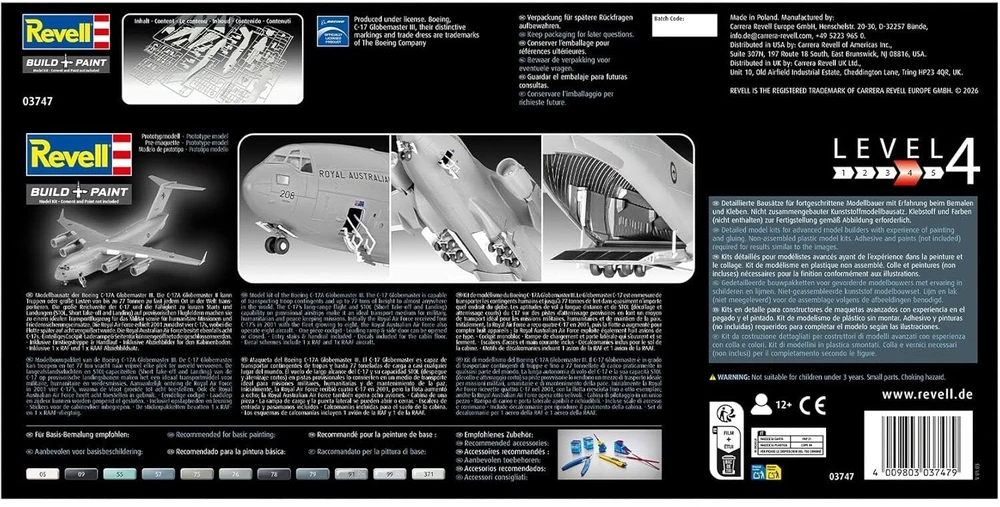 Revell Boeing C-17A Globemaster III surenkamas modelis 1:144