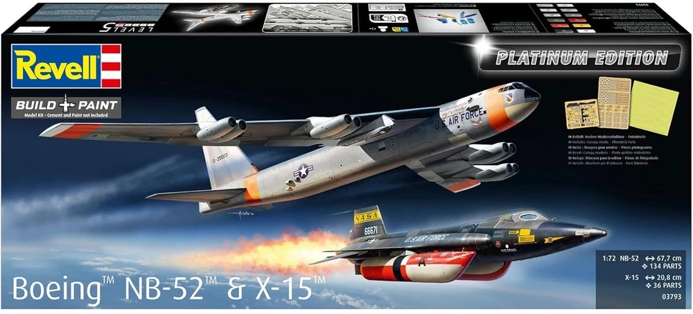 Revell Boeing NB-52 ir X-15 plastikinis modelis 1/72 (66 cm), 13+