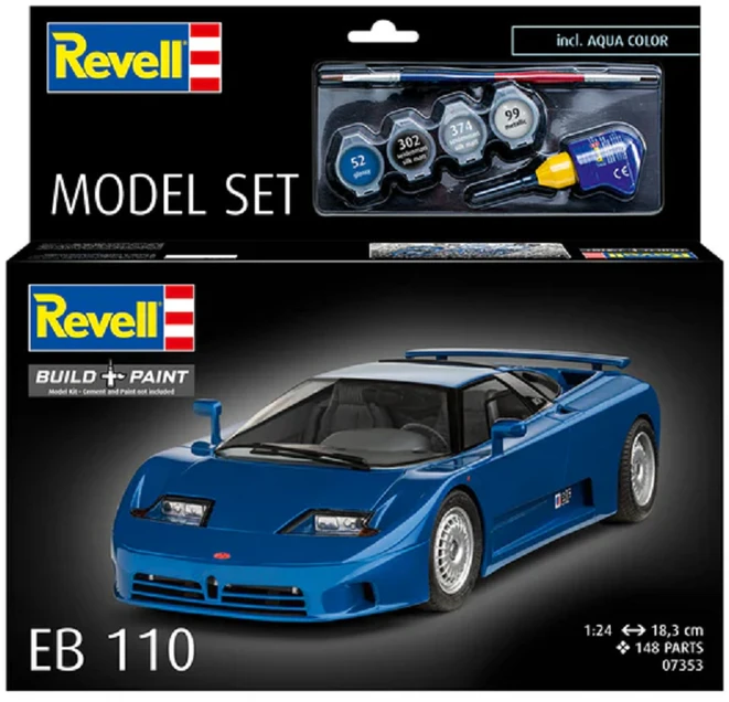 Revell Bugatti EB110 1/24 modelio dovanų rinkinys su dažais ir klijais