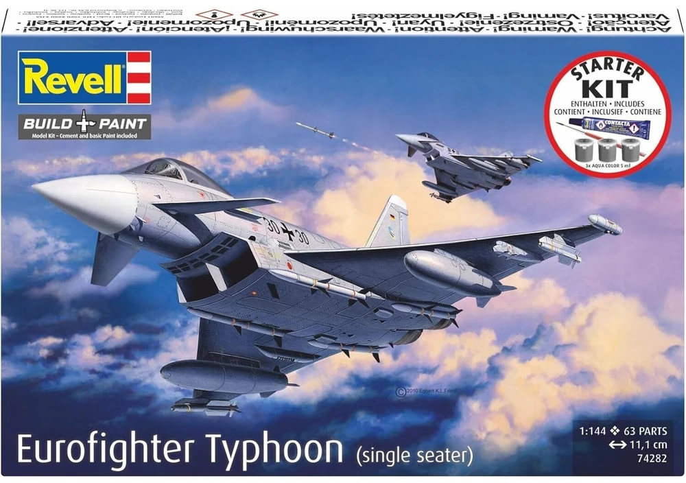 Revell Eurofighter Typhoon 1/144 modelio dovanų rinkinys pradedančiam