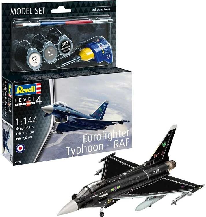 Revell Eurofighter Typhoon RAF dovanų rinkinys 1/144 su dažais ir klijais