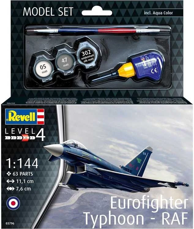 Revell Eurofighter Typhoon RAF dovanų rinkinys 1/144 su dažais ir klijais