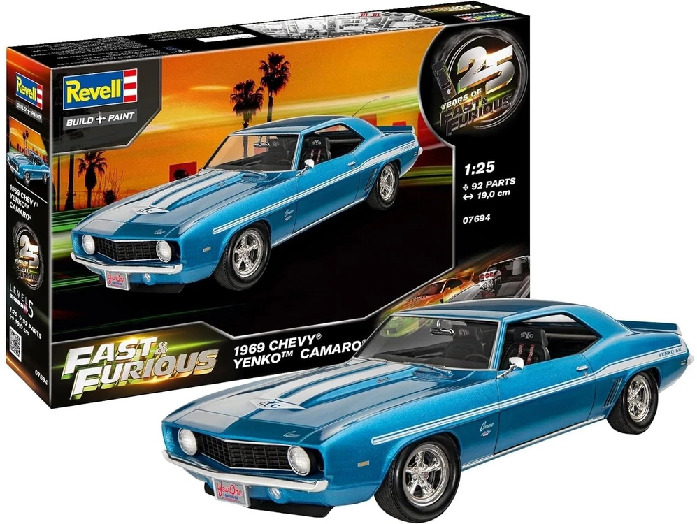 Revell Greiti ir įsiutę 1969 Chevy Yenko Camaro plastikinis modelis 1:25