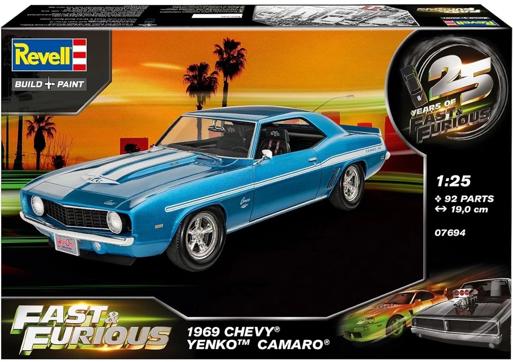 Revell Greiti ir įsiutę 1969 Chevy Yenko Camaro plastikinis modelis 1:25