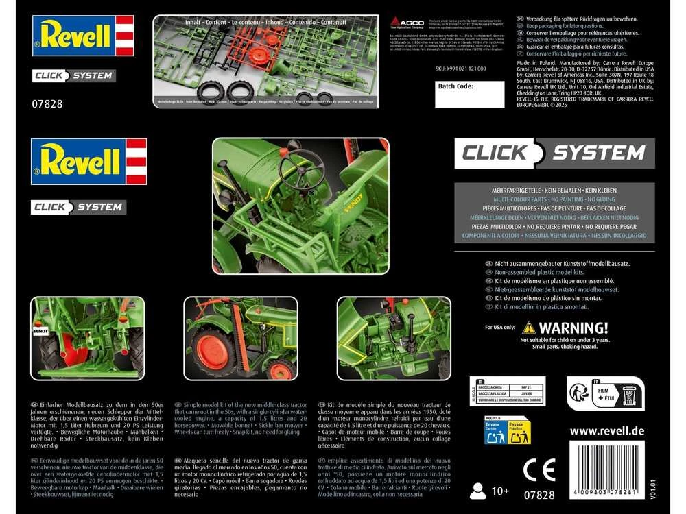 Revell Fendt F20 Dieselroß traktoriaus modelis 1/24 (Click System)