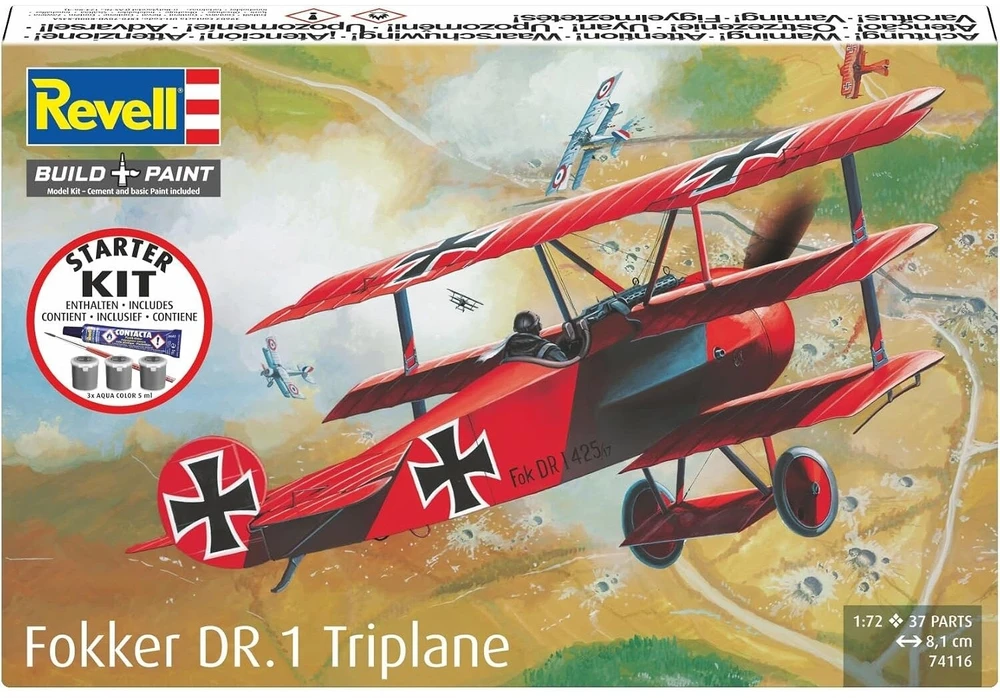 Revell Fokker Dr.1 triplano surenkamas modelis 1/72 – dovanų rinkinys